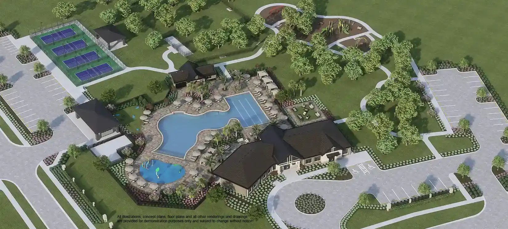 Aerial Rendering View of the Amenity Center at Hammock Oaks Reserve Master Planned Community Lady Lake FL